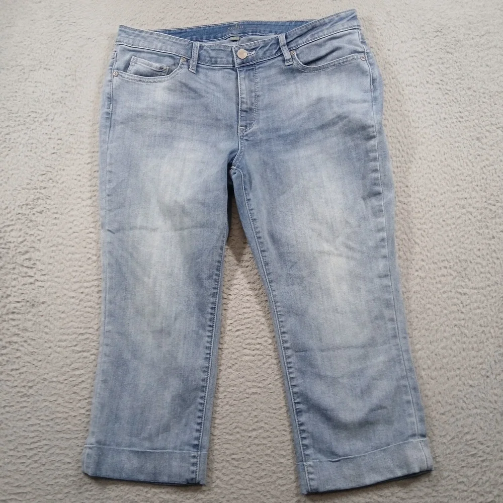 New York & Company Soho Curvy Crop Light Wash Denim Jeans Women's‎ Size 14 EUC